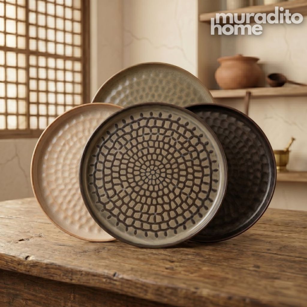 Muraditohome Aesthetic Textured Stoneware Dinner Plate 10.25x1 inches