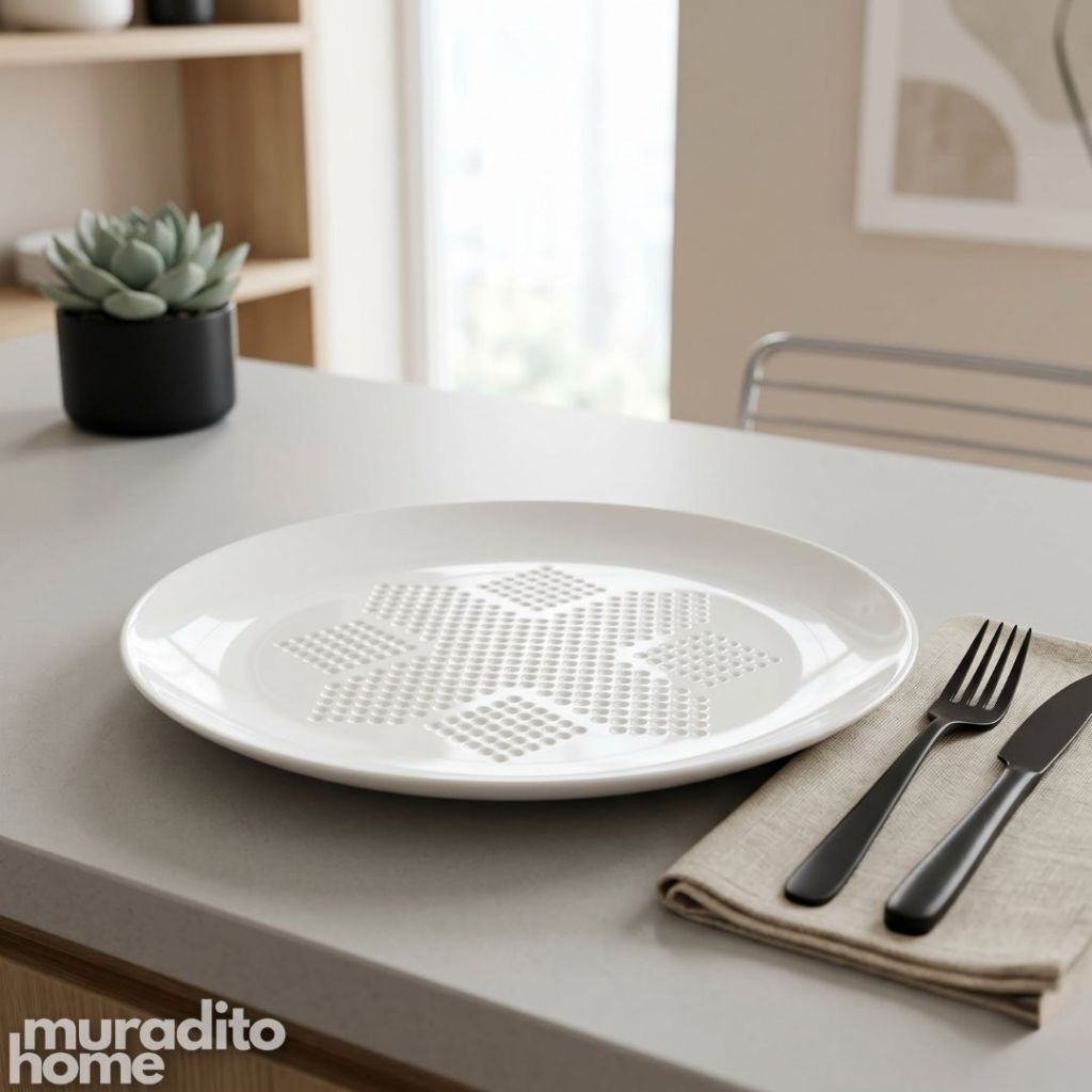 Muraditohome Aesthetic White Ceramic Textured Salad Plate 8.75 in