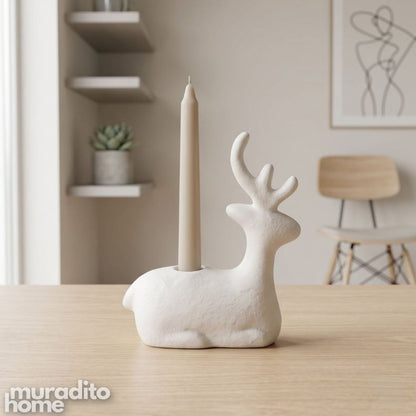 Muraditohome Aesthetic Minimalist Ceramic Deer Candle Holder 2x5.75x4.25 in