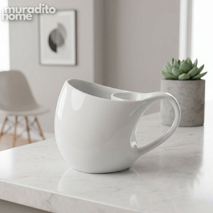 Muraditohome Modern White Ceramic All-In-One Tea Infuser Mug 3.5x3.25 in