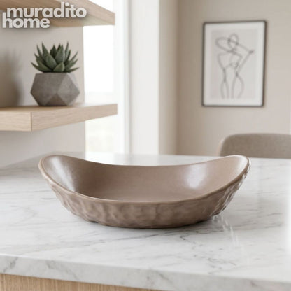 Muraditohome Curved Oval Ceramic Serving Plate 9x6.5x1.5 in