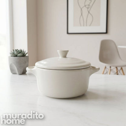 Muraditohome French Ceramic Mini Bowl with Lid 5x4x2.5 inches