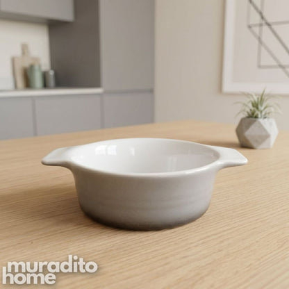 Muraditohome Aesthetic Double Handle Ceramic Bowl 6.75x5x2.5 inches