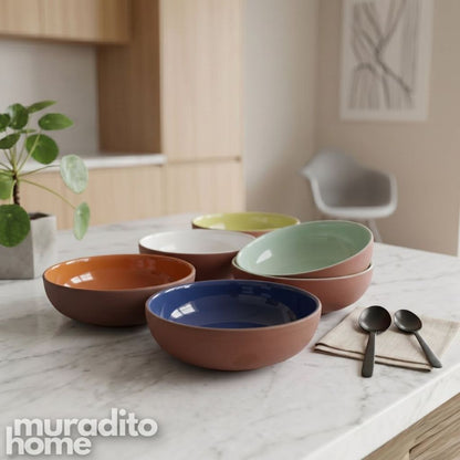 Muraditohome Ahara Two-Tone Ceramic Rustic Bowl 7x2  inches