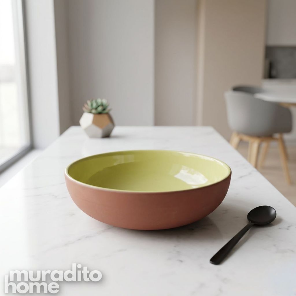 Muraditohome Ahara Two-Tone Ceramic Rustic Bowl 7x2  inches