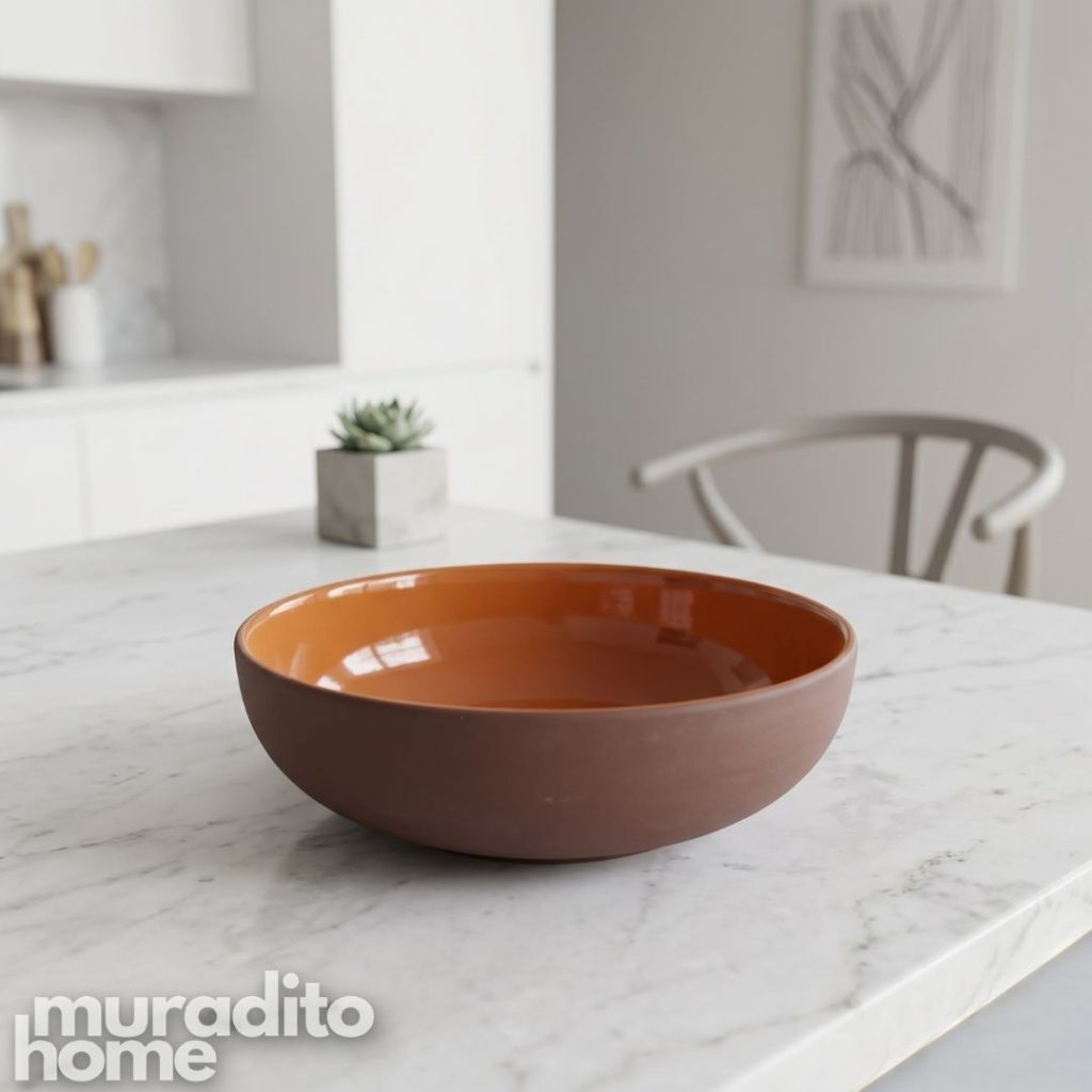 Muraditohome Ahara Two-Tone Ceramic Rustic Bowl 7x2  inches