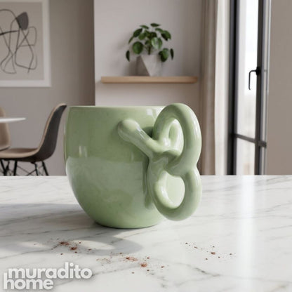 Muraditohome Tied Handle Ceramic Mug 270 ml