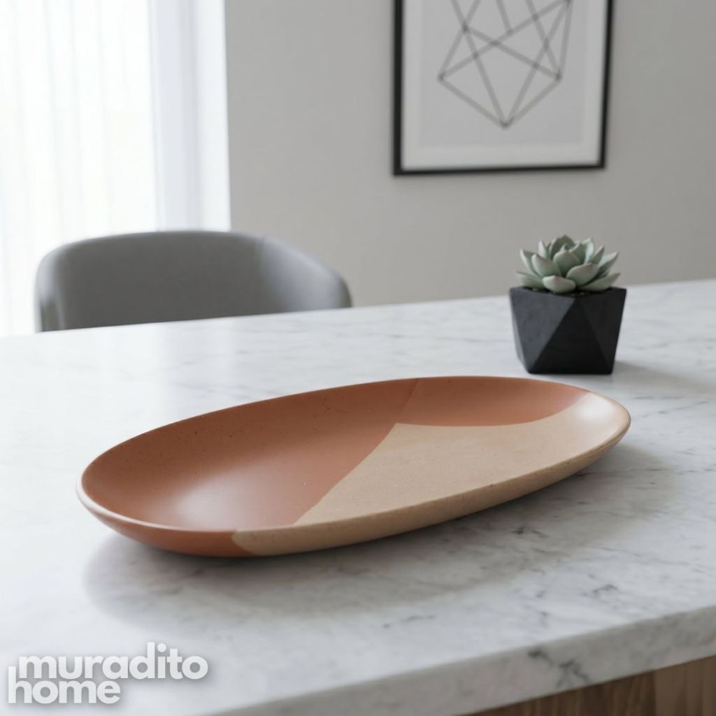 Muraditohome Minimalist Oval Ceramic Serving Dish 12.5x6.25x1.25 inches