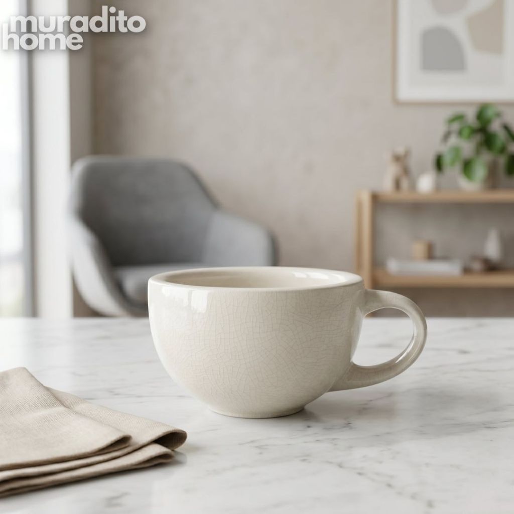 Muraditohome Aesthetic Justin Ceramic Mug 200ml Elegant Crackled Finish Cappuccino Cup