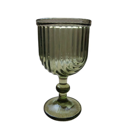 Muraditohome Kayina Retro Green Glassware Collection | Premium Vintage Ribbed Art Deco Glass