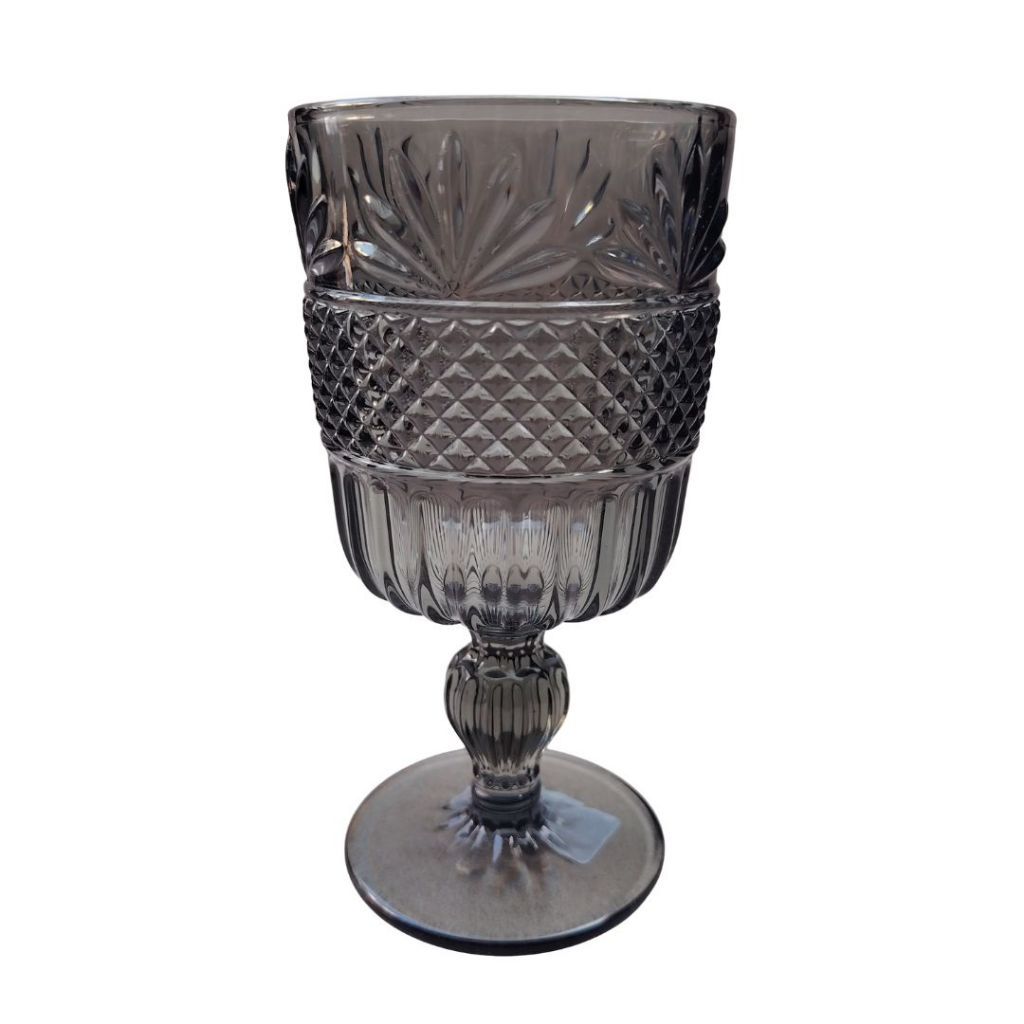 Muraditohome Dorian Ash Glassware Collection | Premium Vintage Multi-Textured Smoke Grey Glass