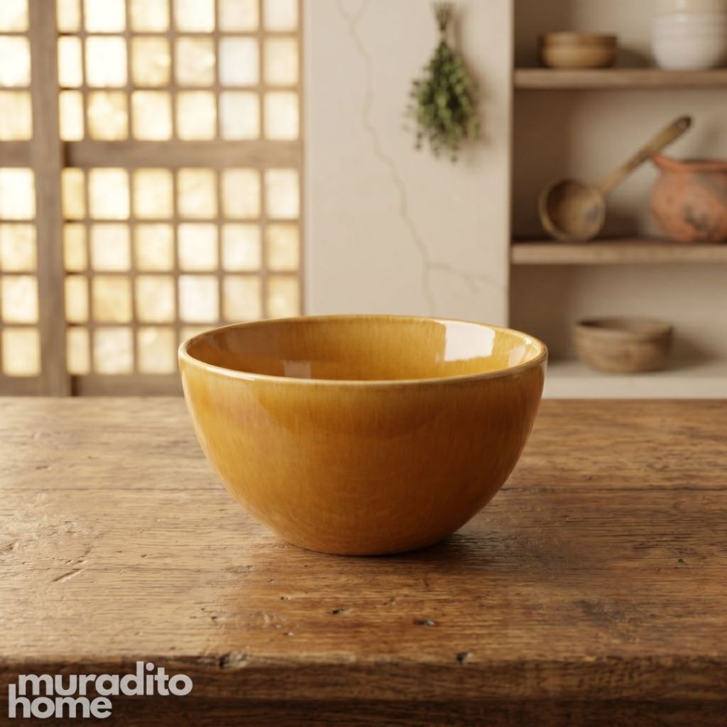Muraditohome Premium Honey Amber Stoneware Serving Plate Collection