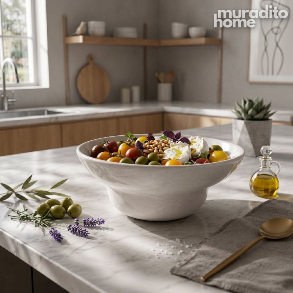 Muraditohome Aesthetic Speckled Ceramic Footed Serving Bowl 7.5x3.25 in