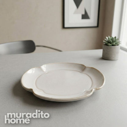 Muraditohome Vida Scalloped Ceramic Bread Plate 6.5 in
