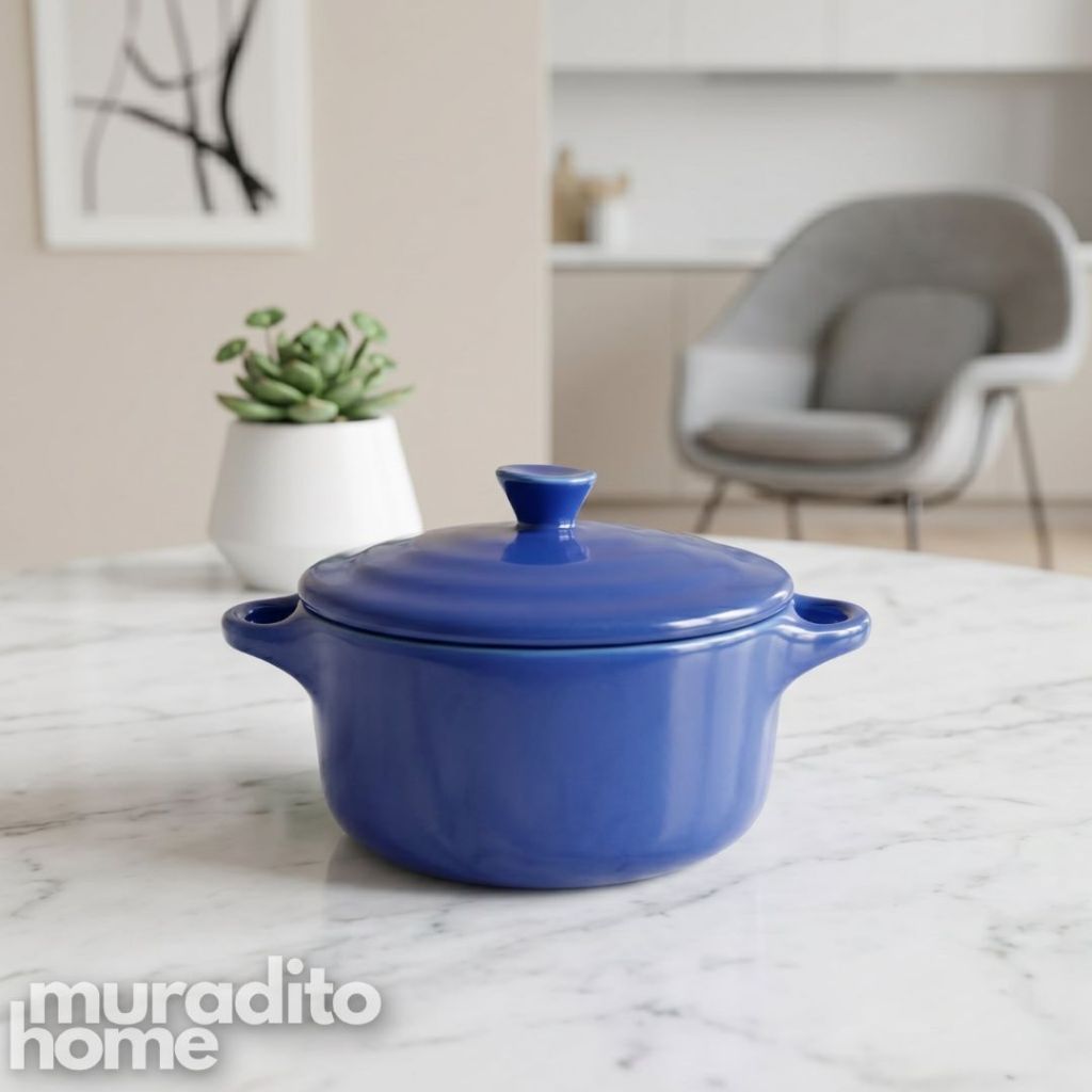 Muraditohome French Ceramic Mini Bowl with Lid 5x4x2.5 inches