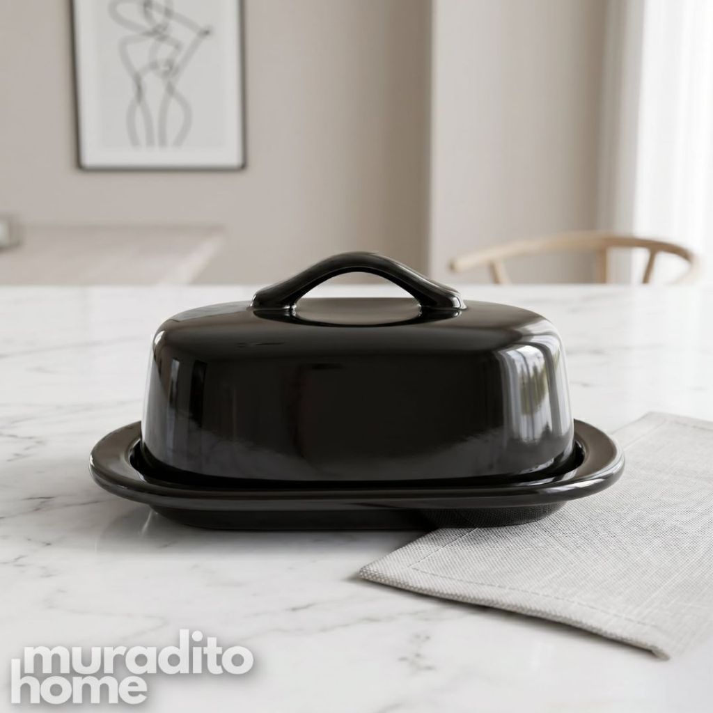 Muraditohome Minimalist Butter Dish with Handle Lid 5x2.75x2.25 inches