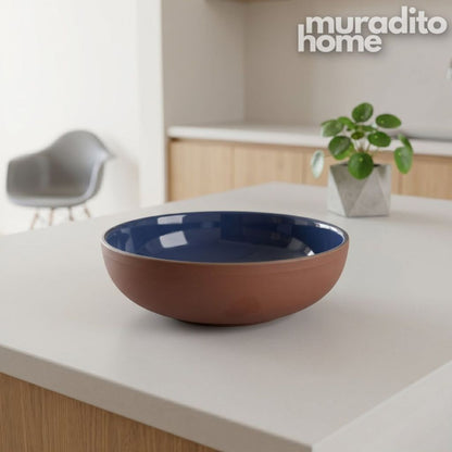 Muraditohome Ahara Two-Tone Ceramic Rustic Bowl 7x2  inches