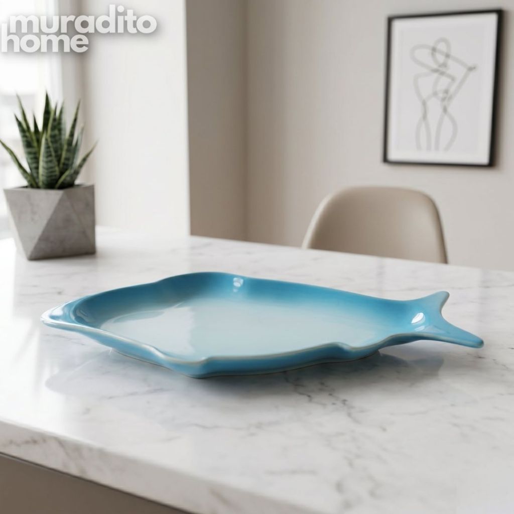 Muraditohome Pescado Fish Shaped Ceramic Serving Platter Collection