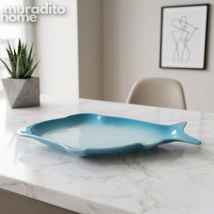 Muraditohome Pescado Fish Shaped Ceramic Serving Platter Collection