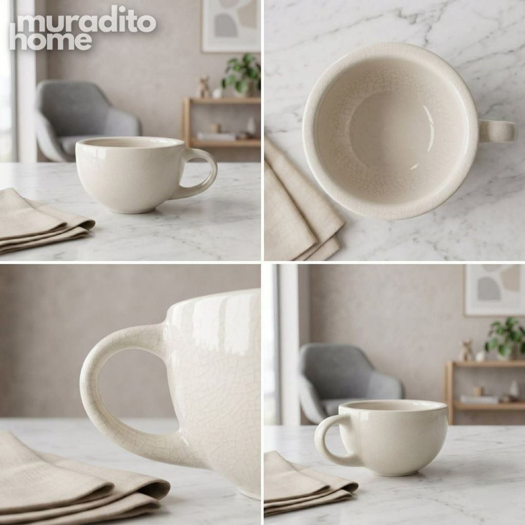 Muraditohome Aesthetic Justin Ceramic Mug 200ml Elegant Crackled Finish Cappuccino Cup