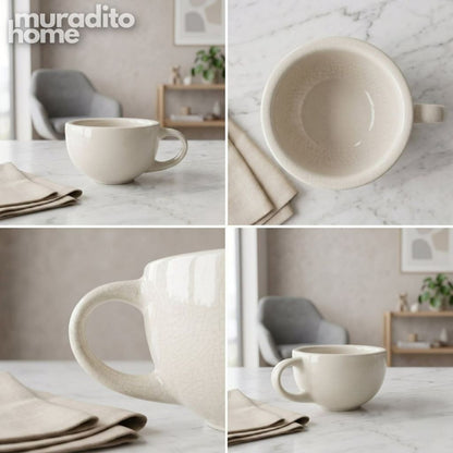Muraditohome Aesthetic Justin Ceramic Mug 200ml Elegant Crackled Finish Cappuccino Cup