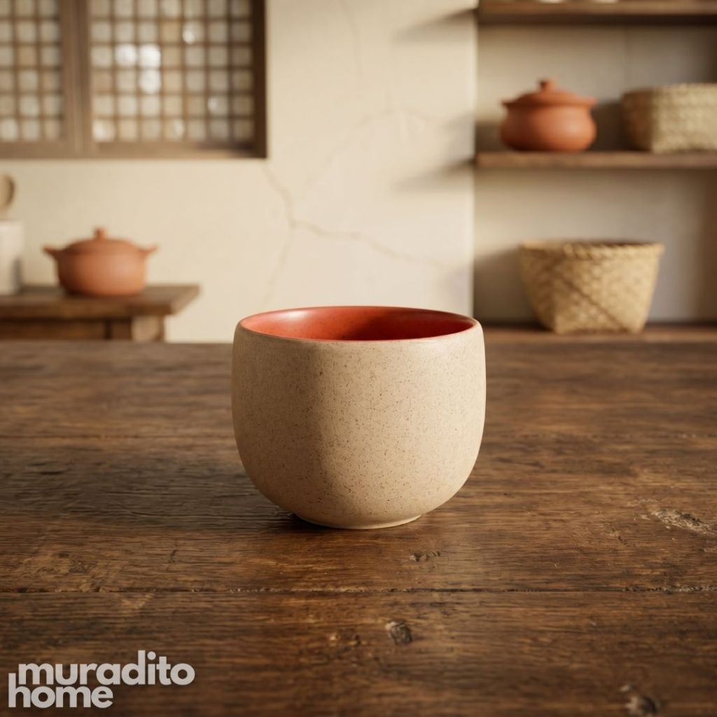 Muraditohome Aesthetic Stoneware Teacup Minimalist Handleless Espresso Cup 100ml