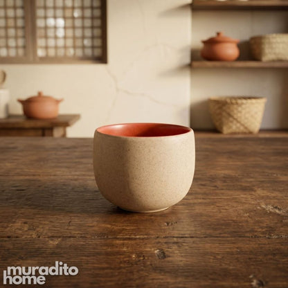 Muraditohome Aesthetic Stoneware Teacup Minimalist Handleless Espresso Cup 100ml