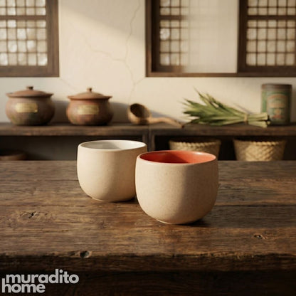 Muraditohome Aesthetic Stoneware Teacup Minimalist Handleless Espresso Cup 100ml