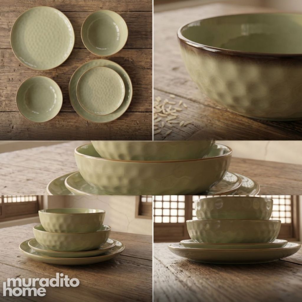 Muraditohome Premium Sage Green Stoneware Dinnerware Collection