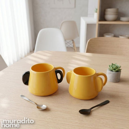 Muraditohome Cute Double-Handle Ceramic Mug 310 ml