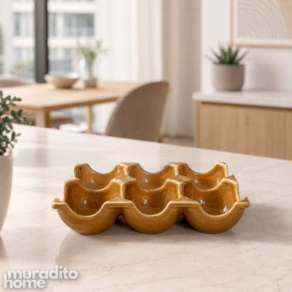 Muraditohome Aesthetic Ceramic 6-Slot Egg Holder Tray 4x6 in