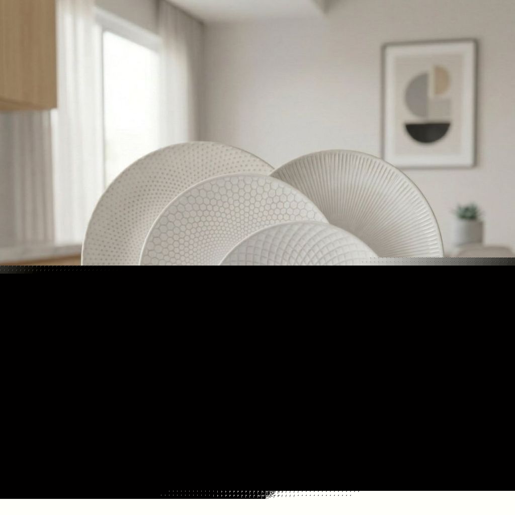 Muraditohome Aesthetic Embossed White Ceramic Dinnerware Collection