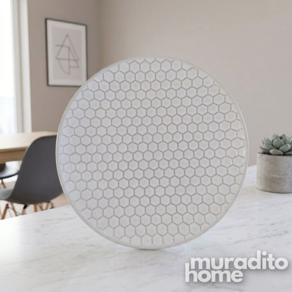 Muraditohome Aesthetic Embossed White Ceramic Dinnerware Collection