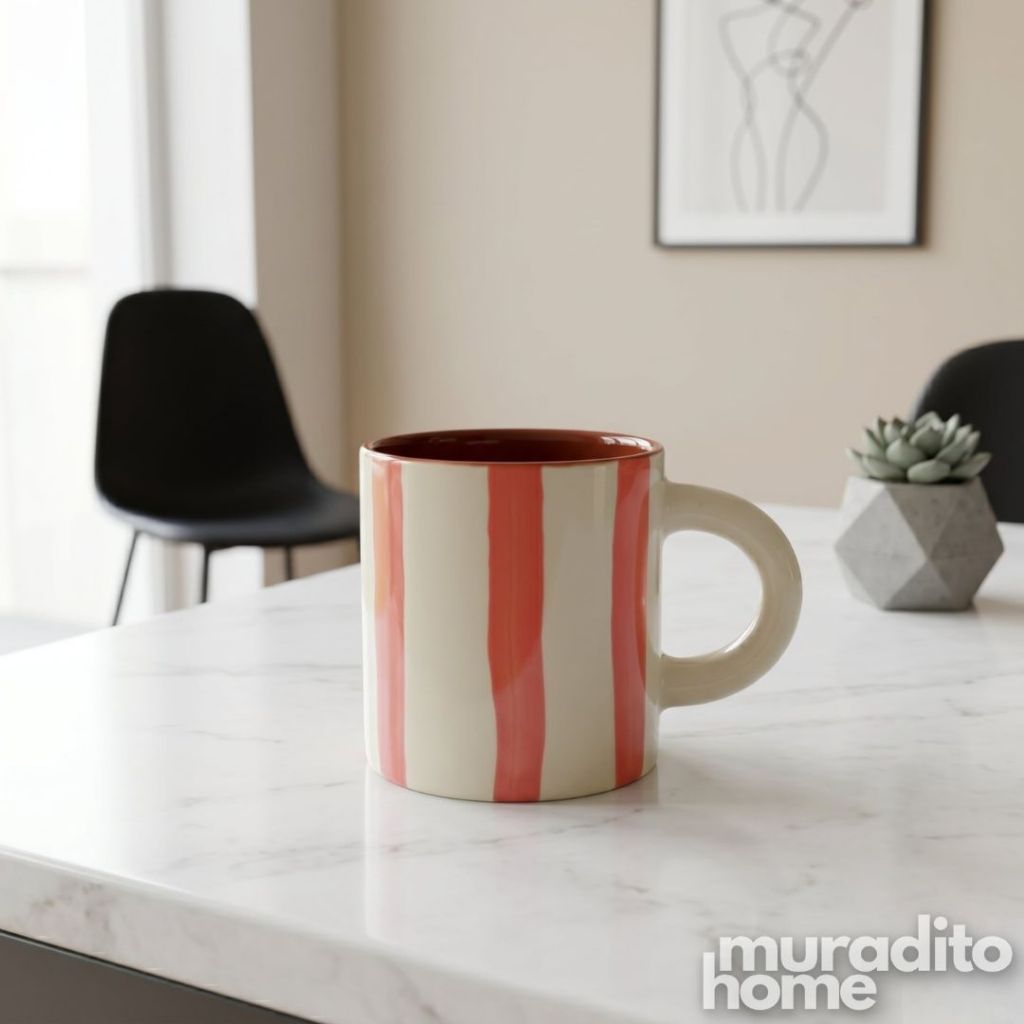 Muraditohome Alara Striped Ceramic Mug 150 ml