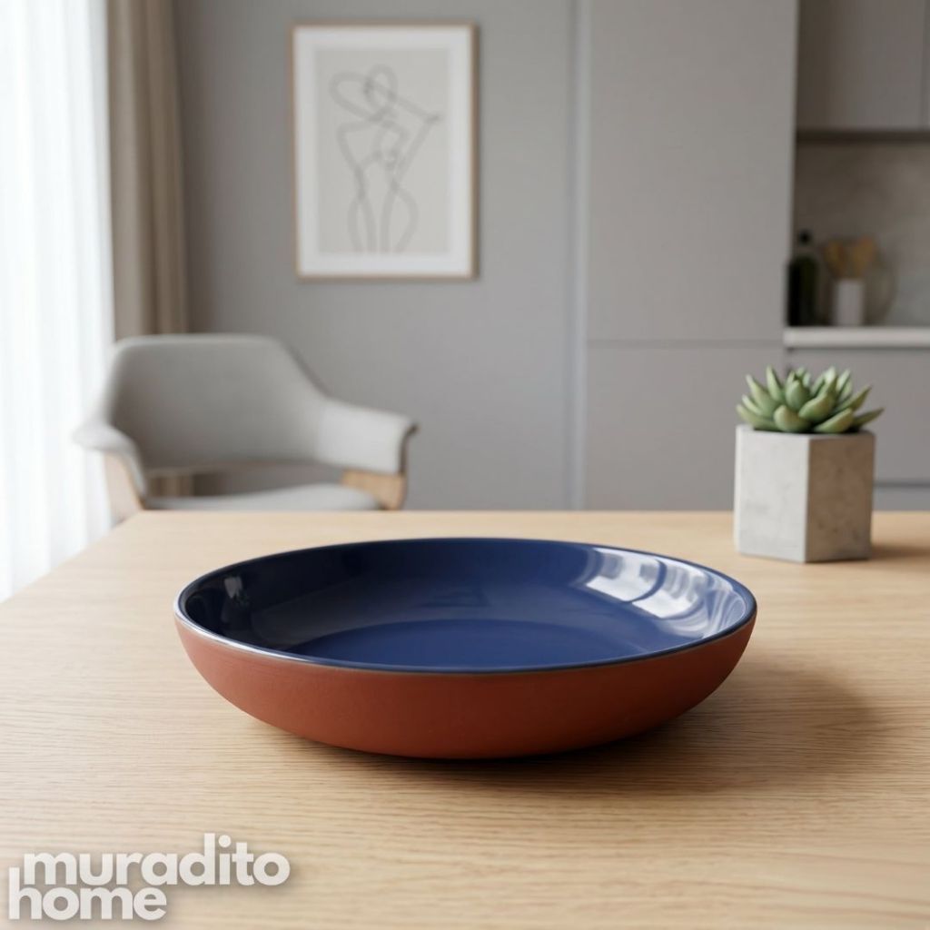 Muraditohome Premium Two-Tone Ceramic Pasta Bowl 8.5x1.75 inches