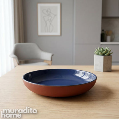 Muraditohome Premium Two-Tone Ceramic Pasta Bowl 8.5x1.75 inches