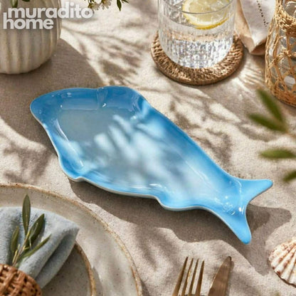 Muraditohome Pescado Fish Shaped Ceramic Serving Platter Collection