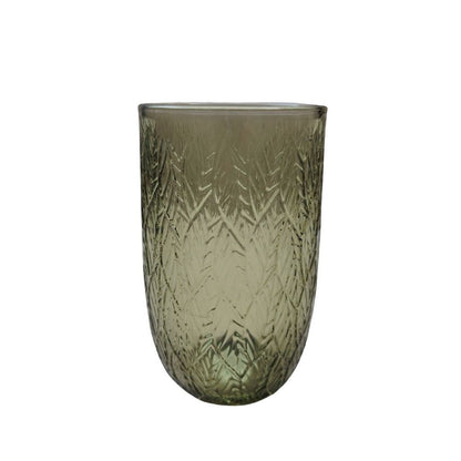 Muraditohome Katara Moss Glassware Collection | Premium Vintage Embossed Green Botanical Glass