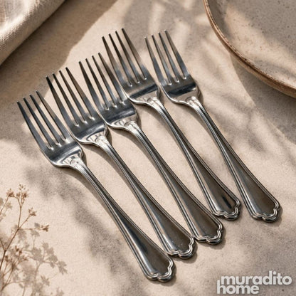 Muraditohome Elegant Beaded Stainless Steel Flatware High Quality Classic Dining Utensils
