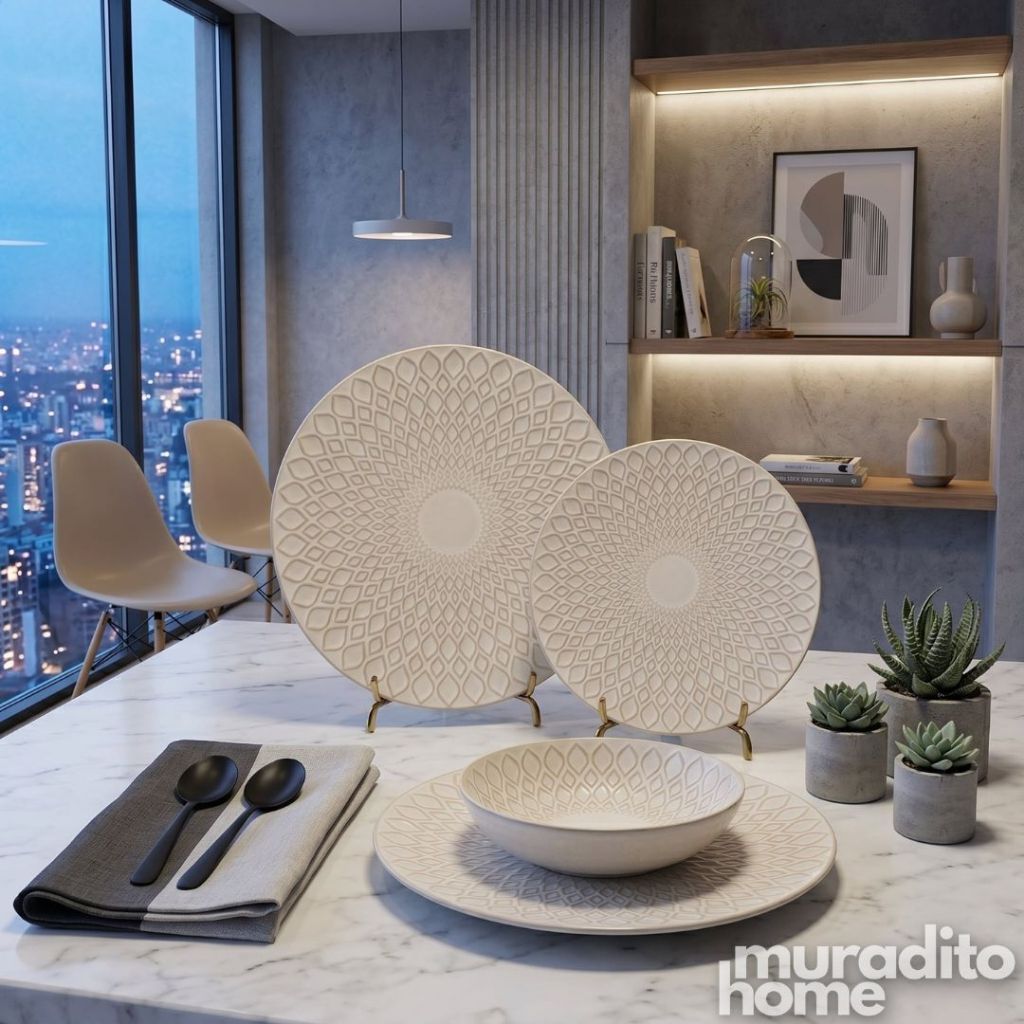 Muraditohome Amara Embossed Ceramic Dinnerware Collection