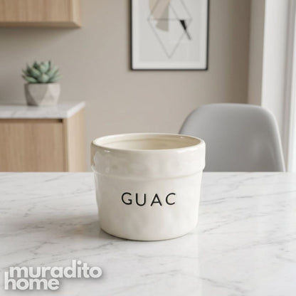 Muraditohome Taco Night Ceramic Dip Bowl Labeled Guac Queso Salsa Chips Condiment Pot