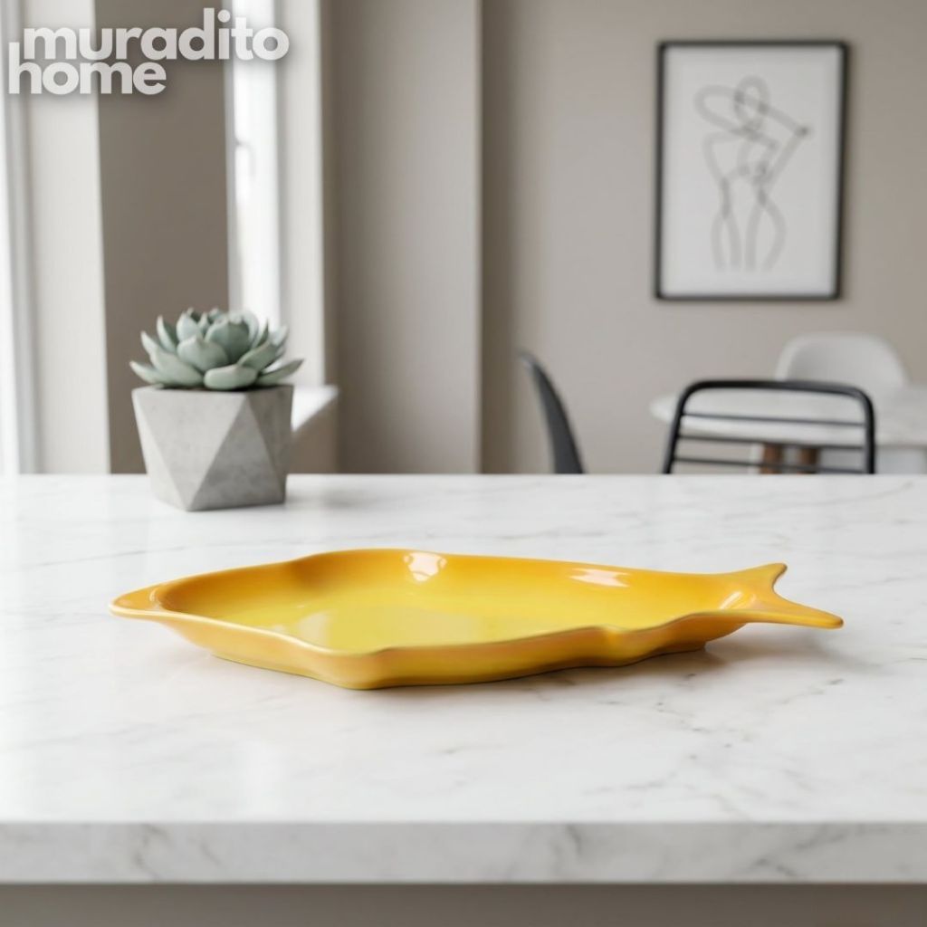 Muraditohome Pescado Fish Shaped Ceramic Serving Platter Collection