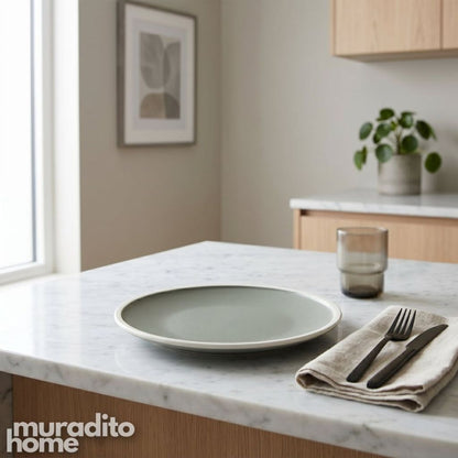 Muraditohome Minimalist Flat Rim Ceramic Dinnerware Collection