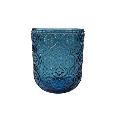 Muraditohome Sokka Blue Glassware Collection | Premium Vintage Floral Medallion Ocean Blue Glass