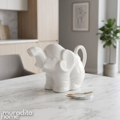 Muraditohome Aesthetic Animal-Shaped Ceramic Creamer | Cute White Mini Milk Pitcher & Syrup Jug