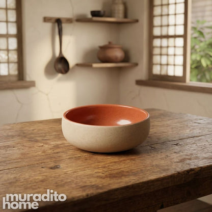 Muraditohome Aesthetic Two-Tone Stoneware Bowl 5x2 inches