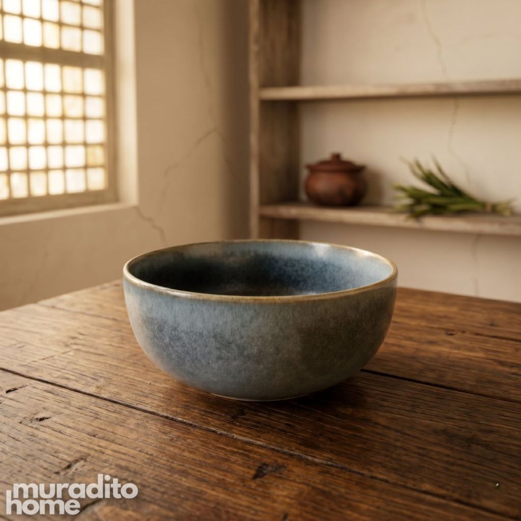 Muraditohome Premium Rustic Blue Stoneware Dinnerware Collection