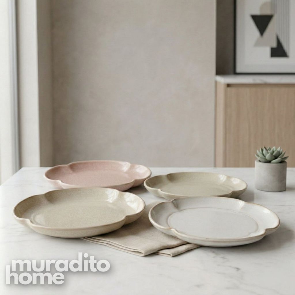Muraditohome Vida Scalloped Ceramic Bread Plate 6.5 in