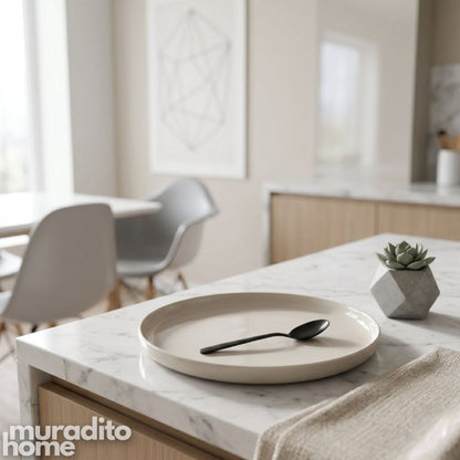 Muraditohome Tahom Minimalist Ceramic Plate Unique Egg Shape and Round Plate Collection