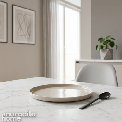 Muraditohome Tahom Minimalist Ceramic Plate Unique Egg Shape and Round Plate Collection